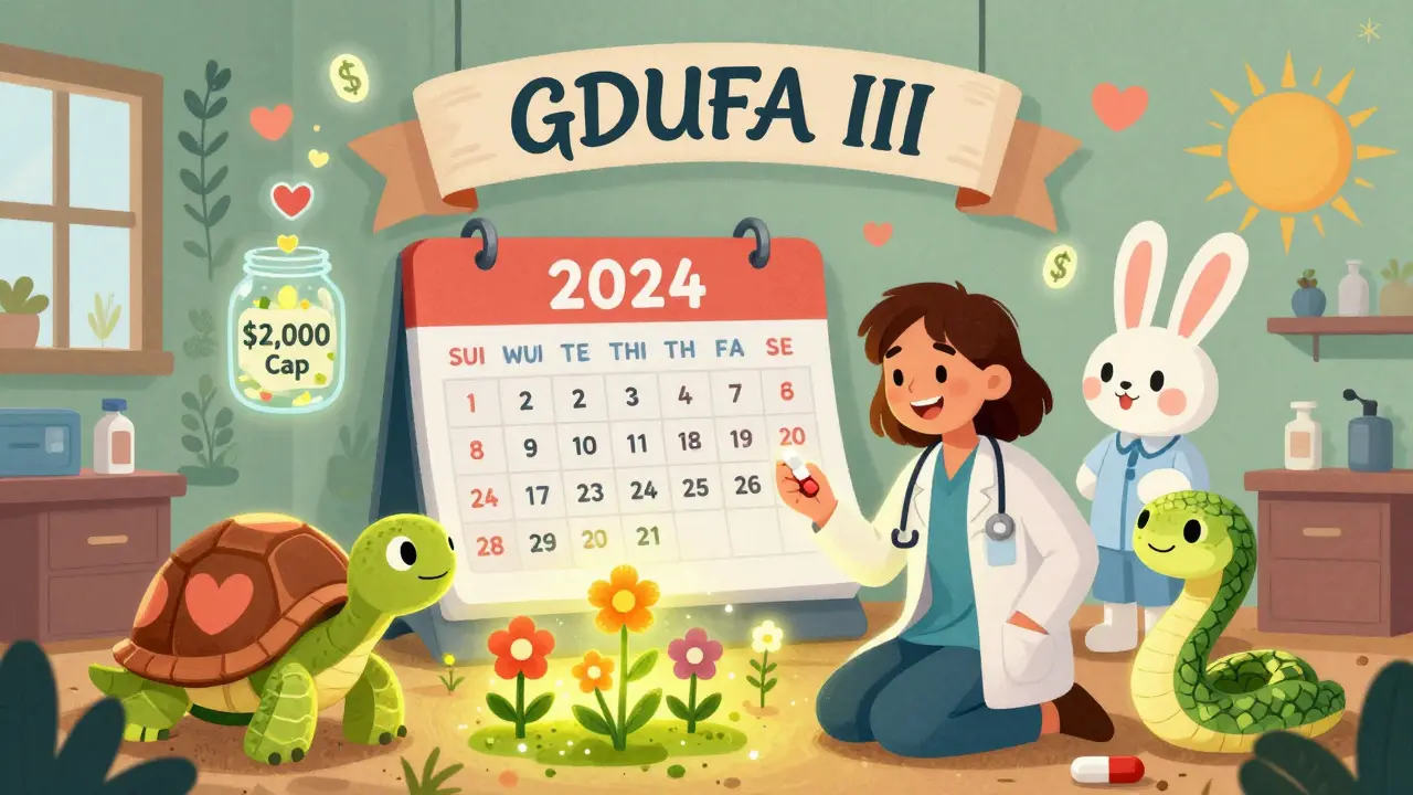 A hopeful doctor’s office scene with joyful alebrije creatures surrounding a patient holding a combo pill, as new generics bloom and a ,000 cap jar fills with hearts.