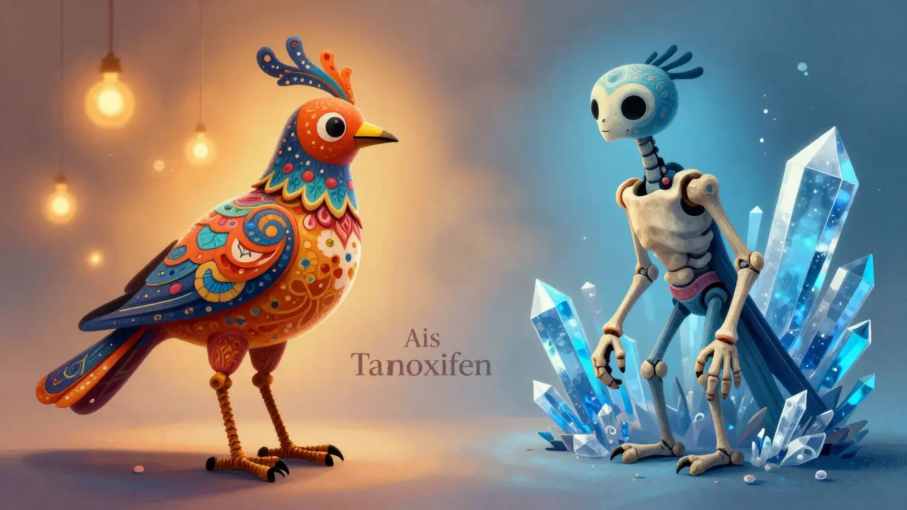 Alebrije art comparing bone health and joint pain side effects