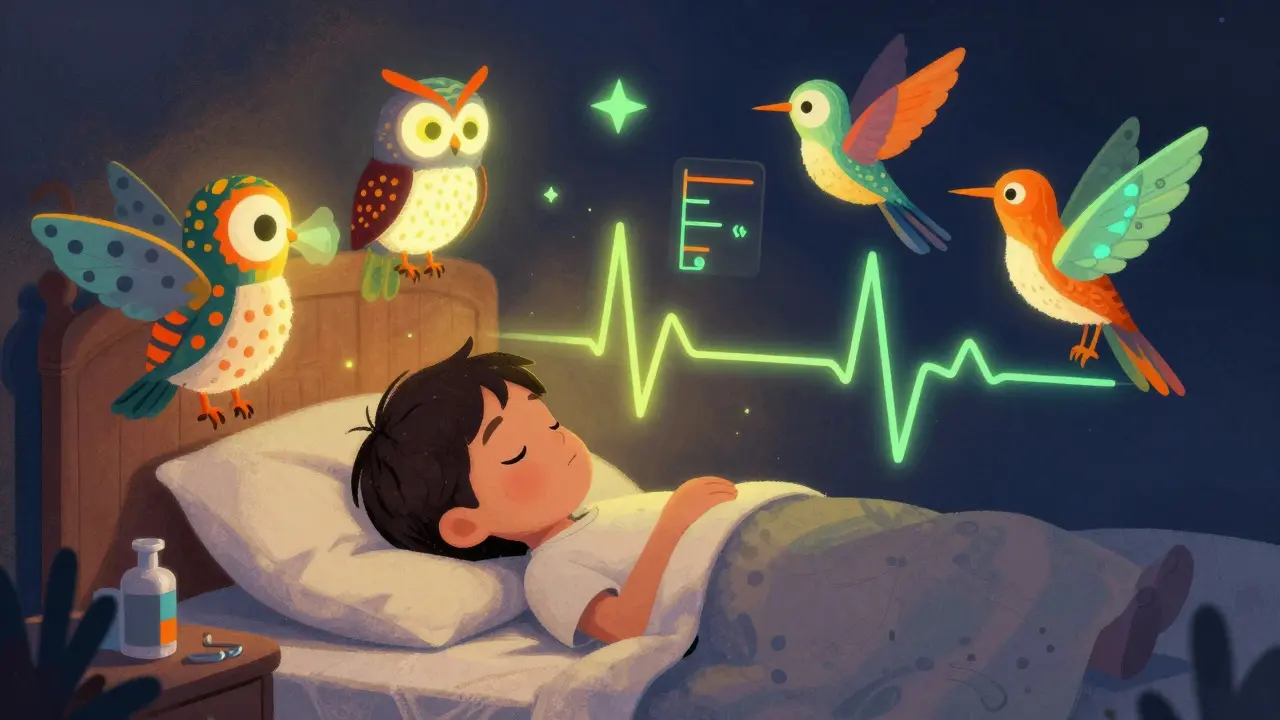 Fantastical Alebrije spirits representing sleep study diagnostics