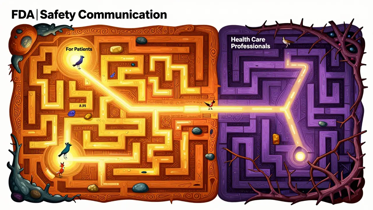 Magical map illustrating how to navigate FDA safety communication documents clearly.