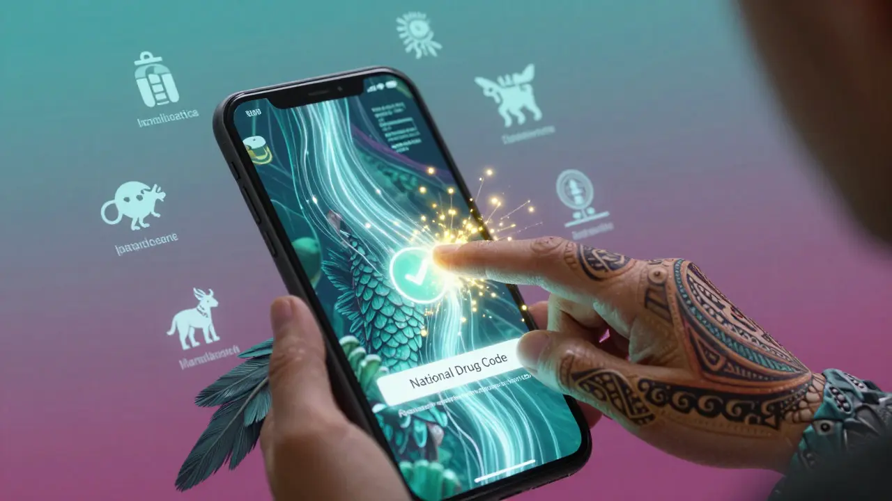 Hand interacting with a living digital interface displaying abstract data streams